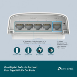 Omada Switch outdoor Omada 5 ports Gigabit avec une entrée à 1 port PoE++ et une sortie à 4 ports PoE+ - Vue 6