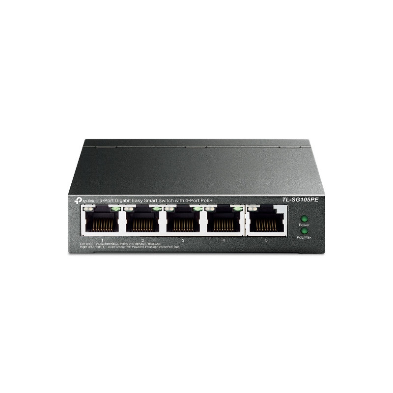 tplink Switch Easy Smart 5 ports Gigabit avec 4 ports PoE+ - Vue 1