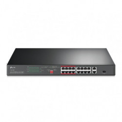 tplink Switch professionnel rackable Gigabit 16 ports 10/100 Mbps + 2 ports avec PoE+ 16 ports - Vue 1